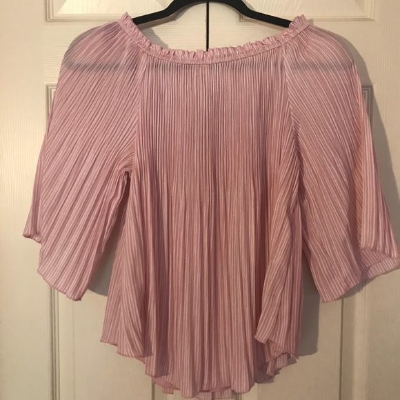 HALSTON Pleated 3/4 Bell Sleeve Top-SP - Picture 3 of 3